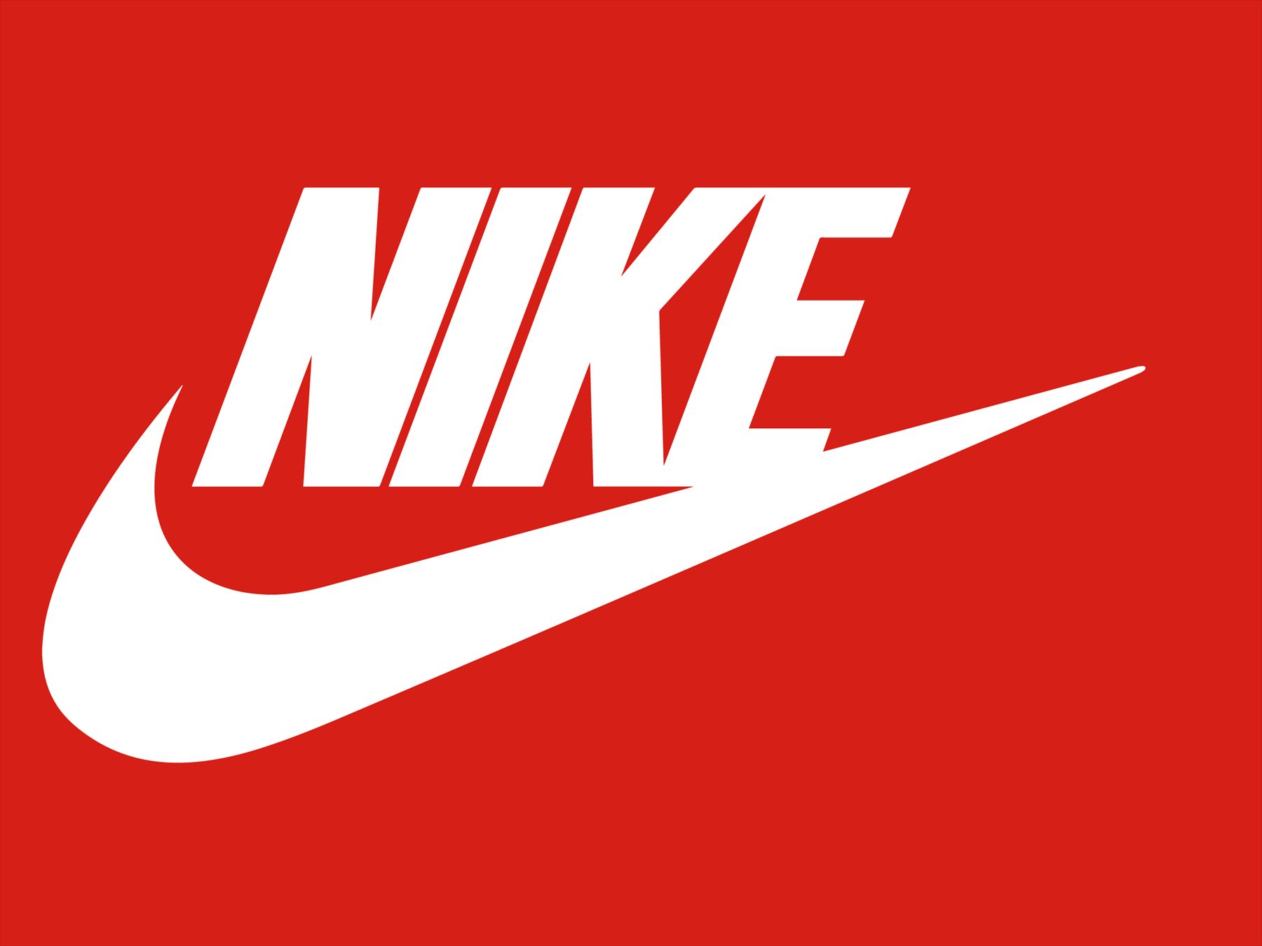 The Nike logo on a red background