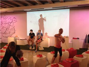 Guests trying on Nike Free runners at an interactive Sydney event