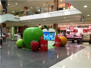 The SPC giant apple display on the shopping centre floor