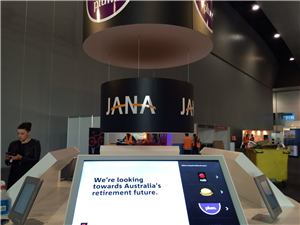 The NAB retirement interactive table with hanging brand rings