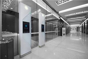 Star City Sydney wayfinding columns beside glass shopfronts